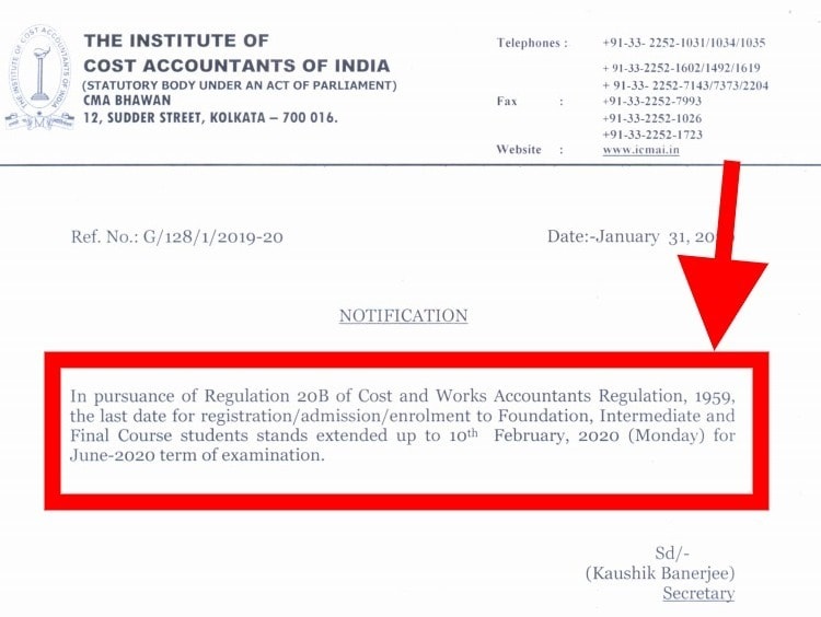 Registration Date Extension Notice